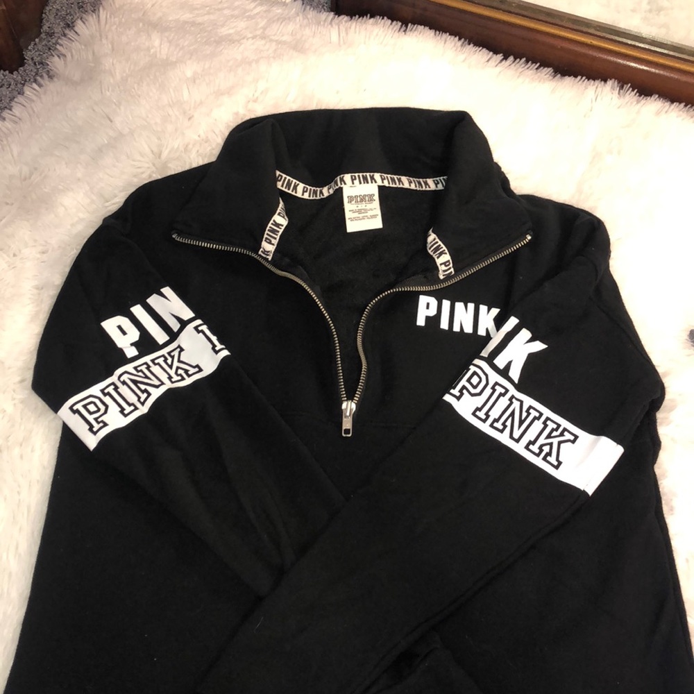 Pink, Black and white pink 3/4 quarter zip